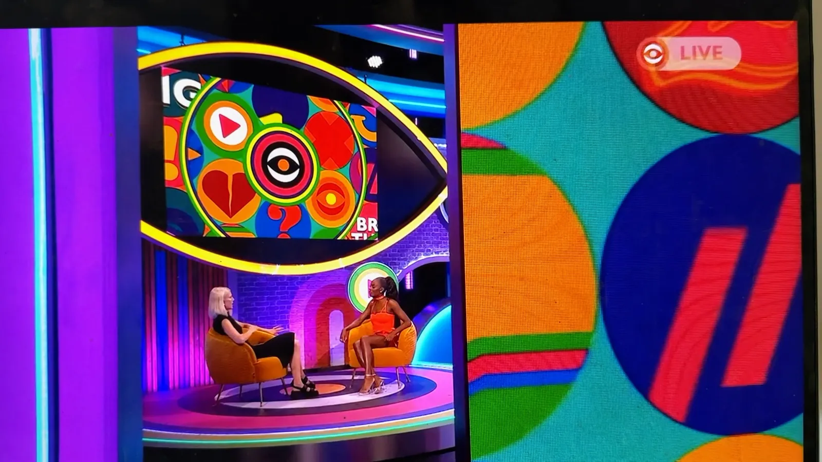 Dr Soph in conversation with a Big Brother housemate on Late and Live