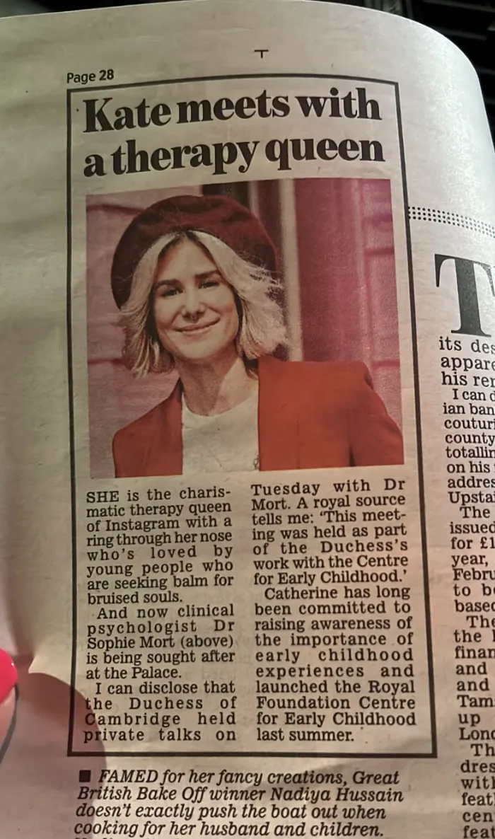 Daily Mail coverage of Dr Soph's consultation with the Princess of Wales