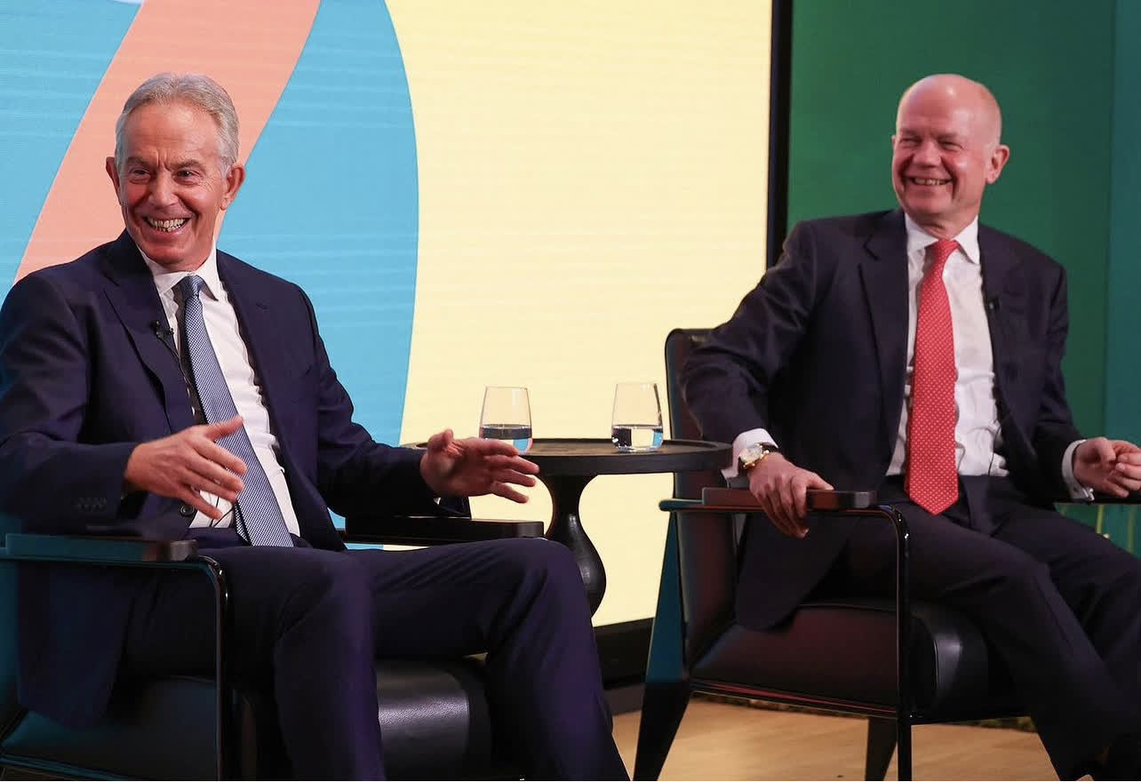 Tony Blair and William Hague in conversation at the Royal Foundation symposium